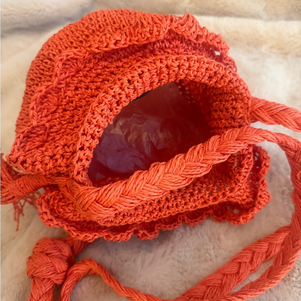 Handmade Crochet Orange Bag